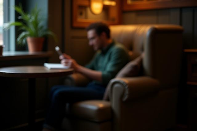 Kényelmes, egyéni ülőhelyek kávézóban, fókuszálva a privát zónákra.